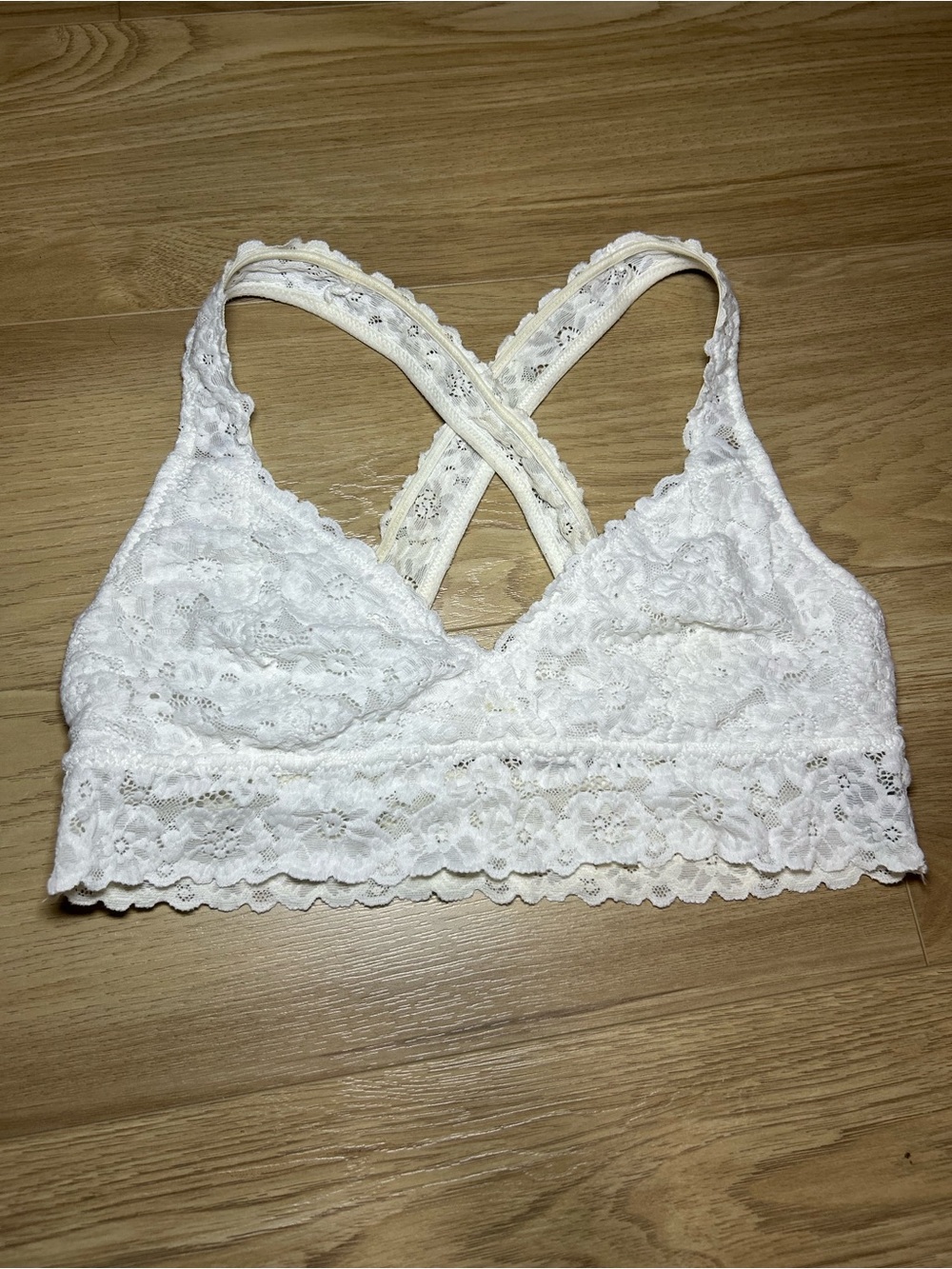 aerie White Lace Crisscross Bralette
